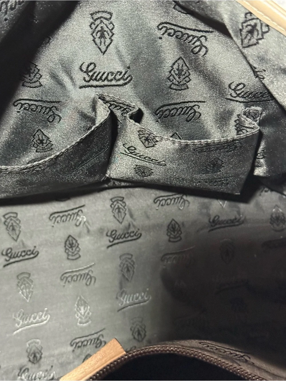 Gucci Taupe Brown Embossed Leather Messenger Bag